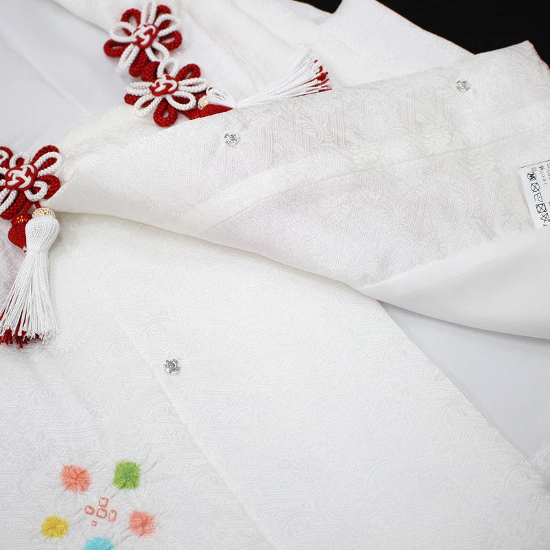 被布 女の子 単品 七五三 白 正絹 絹 被布コート 3歳 3才 綸子 梅 花