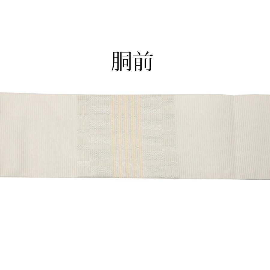 名古屋帯 正絹 夏 単衣 未使用 仕立て済み 白 生成り 格子 市松 夏帯