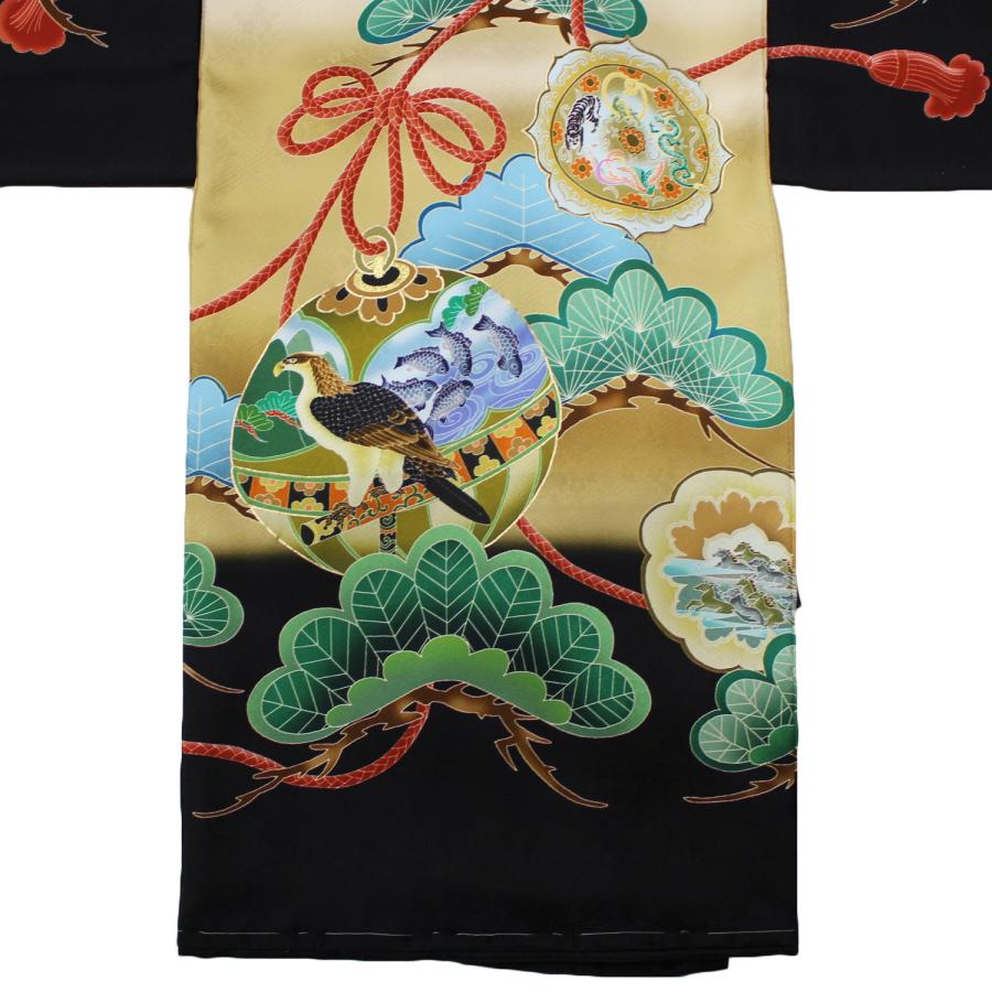お宮参り 産着 男の子 着物 販売 初着 祝い着 熨斗目 黒 ブラック 兜 かぶと 正絹 赤ちゃん 着物 呉服店 祝い着 個性的 たくましい 勇ましい 豪華 高級_5