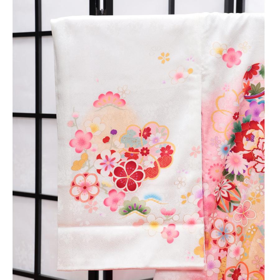 お宮参り 着物 女の子 産着 赤ちゃん 白 ホワイト 手毬 牡丹 花 華やか 可愛い 豪華 正絹 初着 熨斗目 高級 呉服店 七五三 百日参り 衣装 長襦袢付き ベビー、キッズ、マタニティ ベビー服、シューズ 着物、セレモニードレス