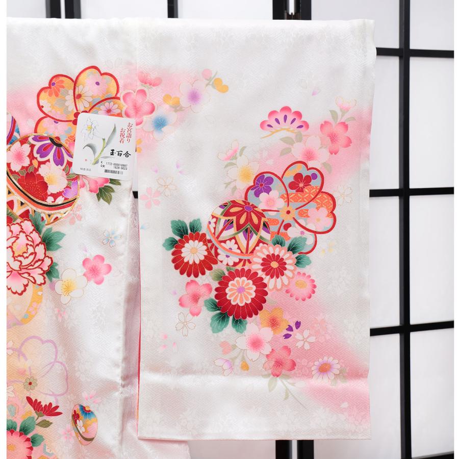 お宮参り 着物 女の子 産着 赤ちゃん 白 ホワイト 手毬 牡丹 花 華やか 可愛い 豪華 正絹 初着 熨斗目 高級 呉服店 七五三 百日参り 衣装 長襦袢付き ベビー、キッズ、マタニティ ベビー服、シューズ 着物、セレモニードレス