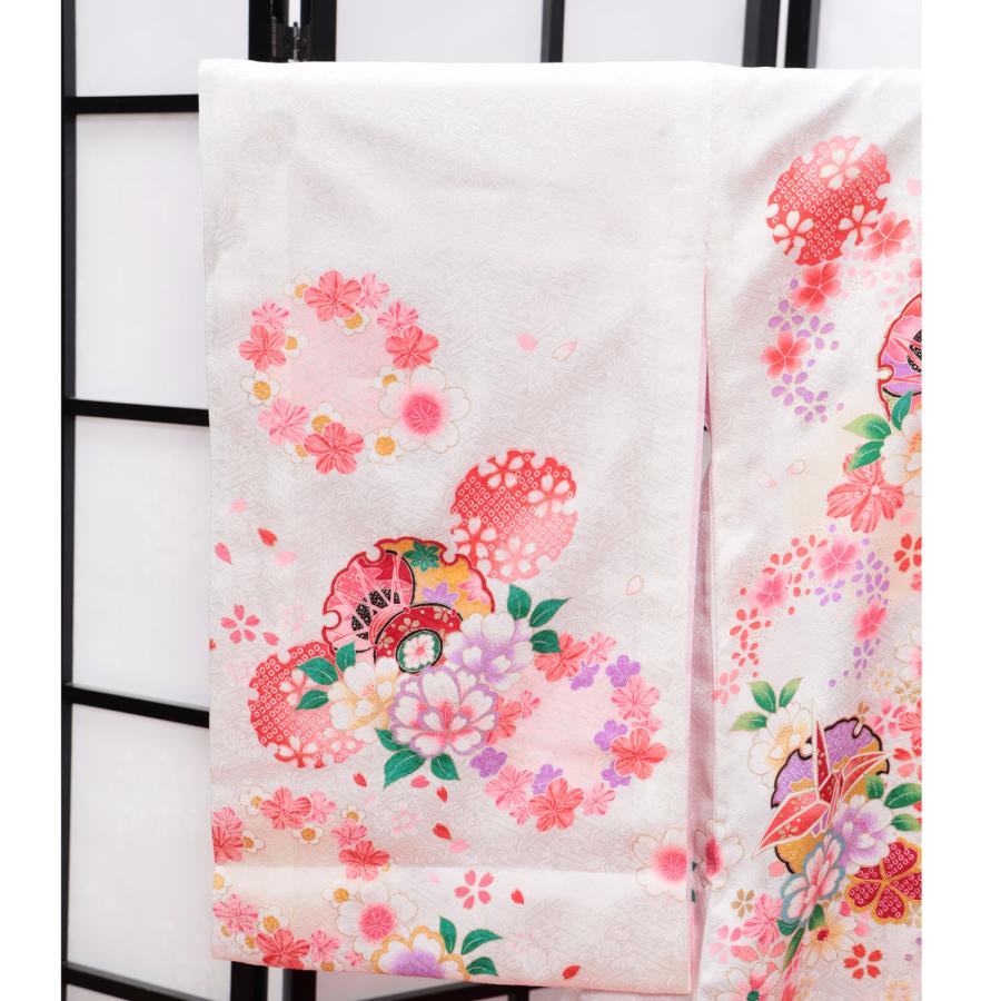 お宮参り 着物 女の子 産着 赤ちゃん 白 ホワイト 雪輪 鼓 桜 花 お宮参り 着物 女の子 産着 赤ちゃん 白 ホワイト 雪輪 鼓 桜 花