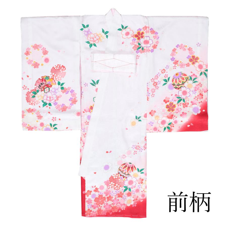 お宮参り 着物 女の子 産着 赤ちゃん 白 ホワイト 雪輪 鼓 桜 花 お宮参り 着物 女の子 産着 赤ちゃん 白 ホワイト 雪輪 鼓 桜 花