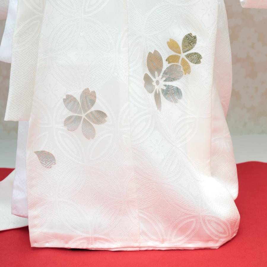 新品（純古典仕様）お宮参り 産着 祝着のきもの　京友禅染　四季花車王朝毬古典文 京友禅証紙付き／ お宮参り 着物 女の子 産着 赤ちゃん 白 正絹 初着