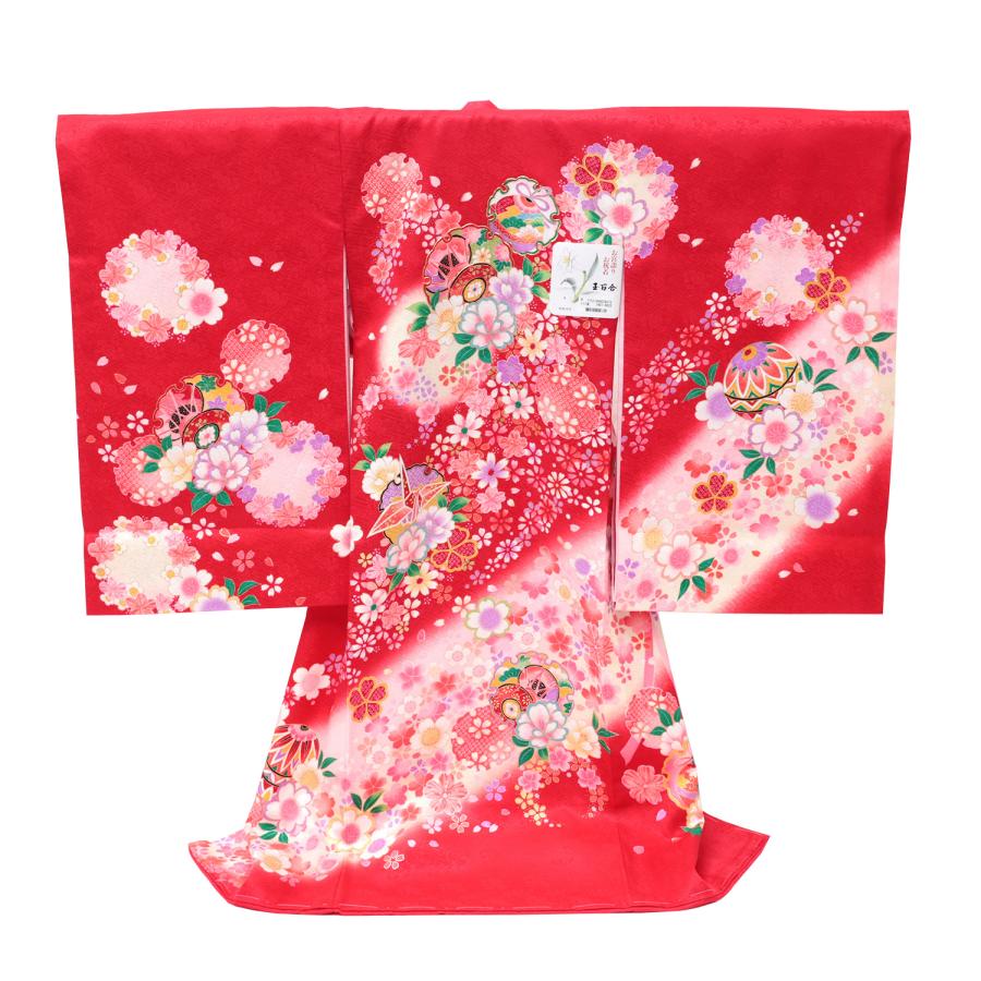 お宮参り 着物 産着 赤ちゃん 女 女の子 女児 初着 祝い着 赤 桜鼓