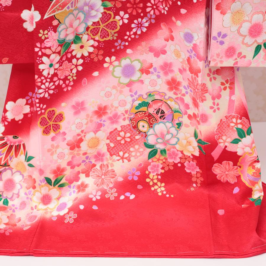 お宮参り 着物 産着 赤ちゃん 女 女の子 女児 初着 祝い着 赤 桜鼓