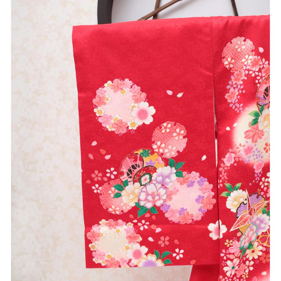 お宮参り 着物 産着 赤ちゃん 女 女の子 女児 初着 祝い着 赤 桜鼓