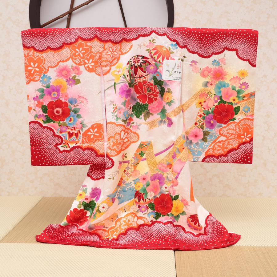 お宮参り 着物 女の子 産着 赤ちゃん ピンク 赤 手毬 手まり 花 黄色