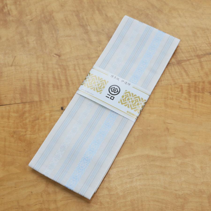 伊達締め 森博多織 紗 夏用 正絹 白/水色 伊達巻 だてじめ 伊達〆 紗 