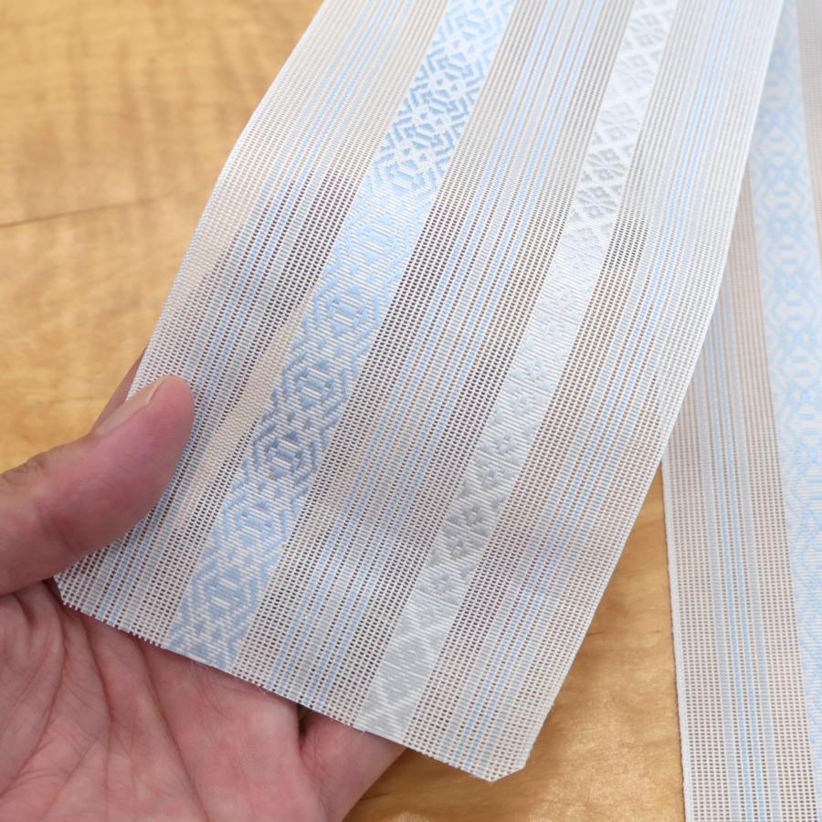 伊達締め 森博多織 紗 夏用 正絹 白/水色 伊達巻 だてじめ 伊達〆 紗 