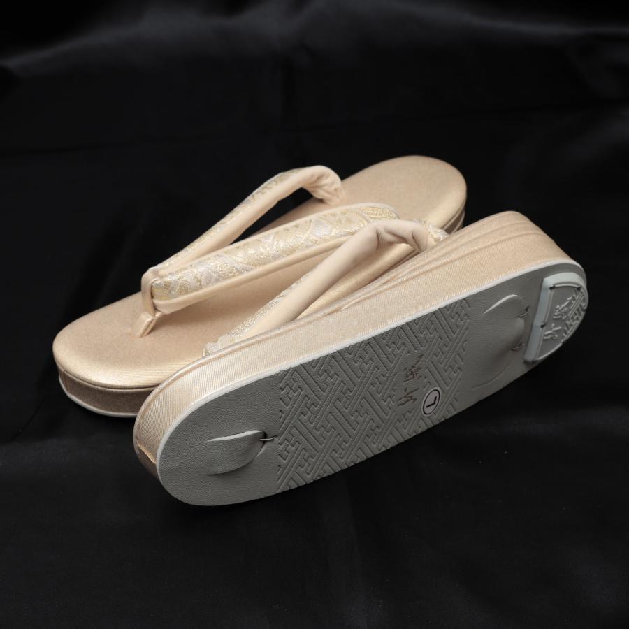 紗織 草履バッグセット 留袖 訪問着 フォーマル 草履 23.5-24.5cm レディース 痛くない 日本製 Lサイズ バッグ ゴールド 金 帯地 厚底 礼装の画像