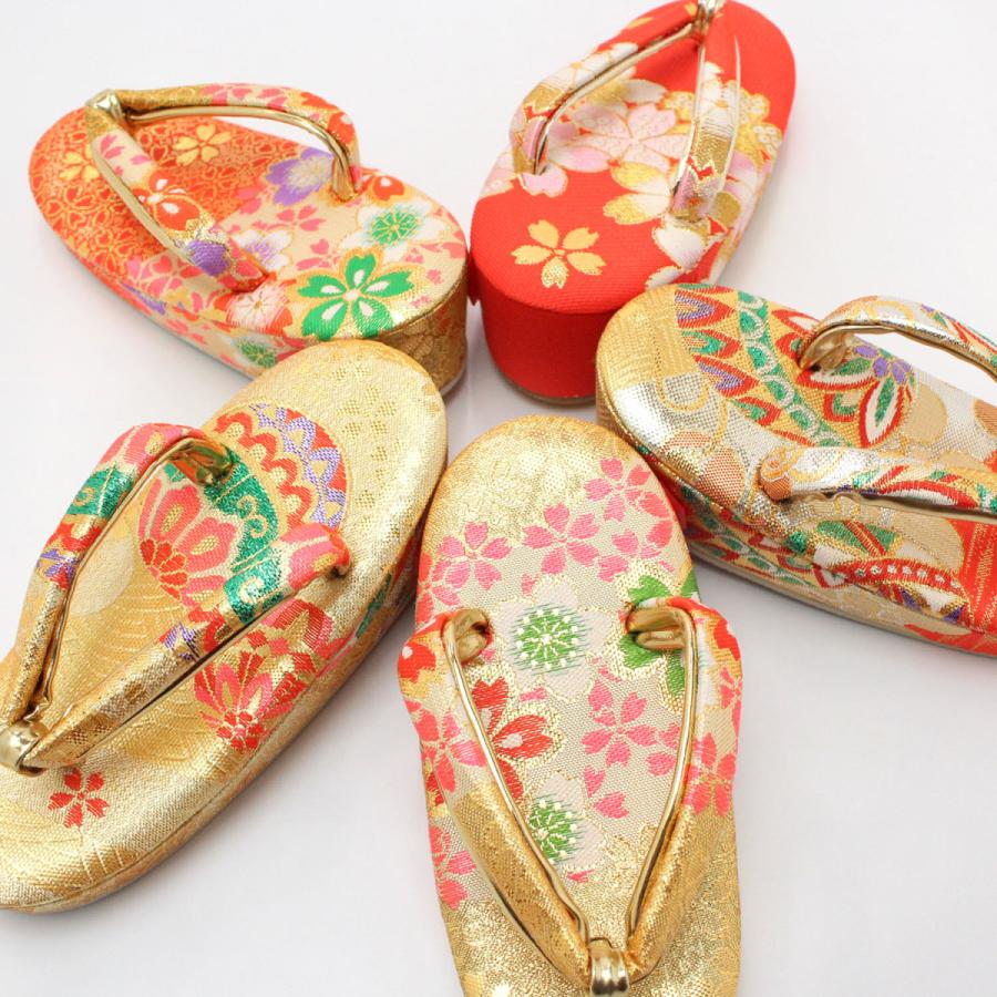 草履 子供用 16.5cm 七五三 女の子 3歳 金 ゴールド 赤 ピンク 黄色 緑