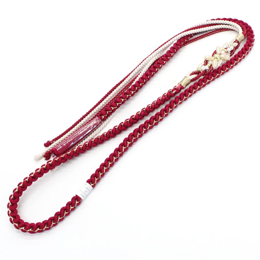 訳あり 難あり 帯締め 成人式 振袖用 赤 レッド 白 パール 絹 おびじめ