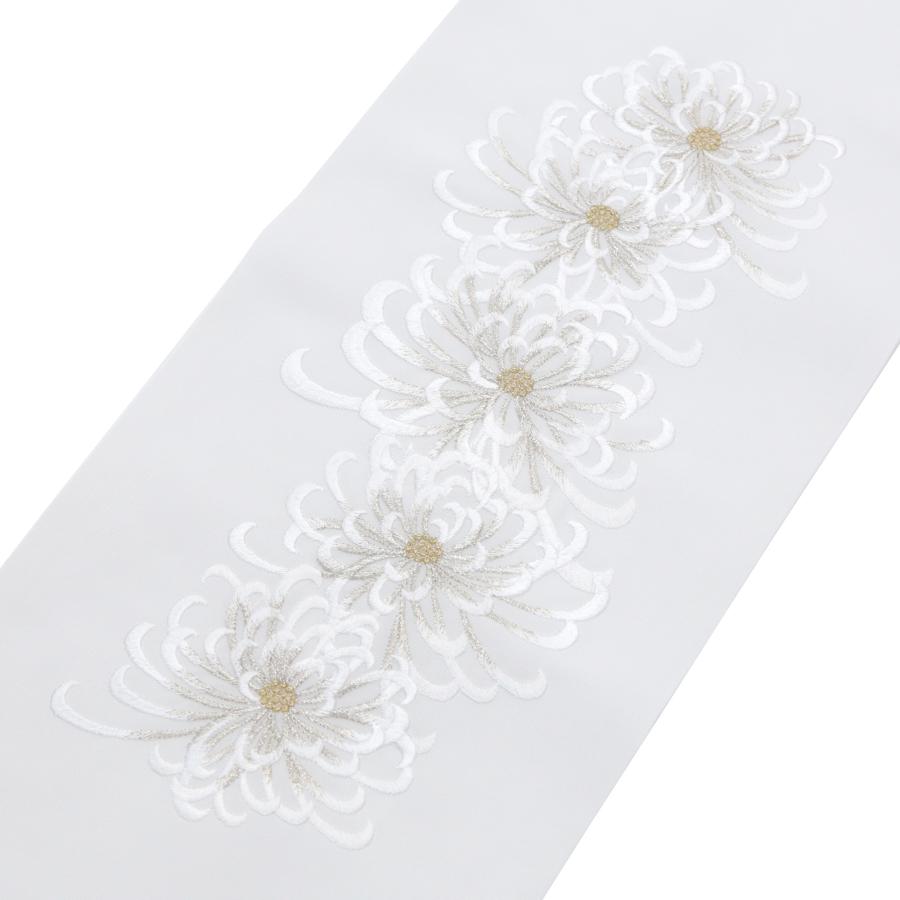 半衿 刺繍 半襟 白地 シルバー 銀糸 乱菊 洗える 振袖 長襦袢 掛け衿