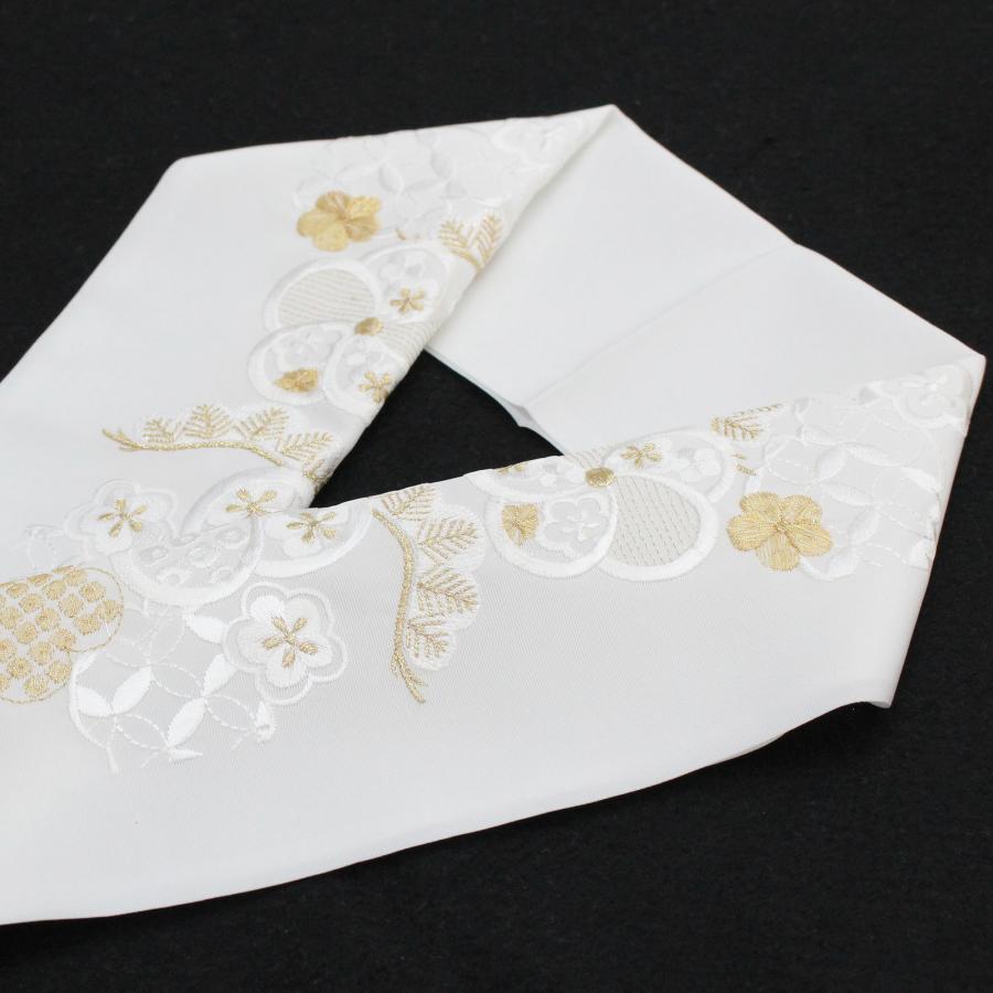 半衿 刺繍 振袖 成人式 結婚式 袴 卒業式 半襟 刺繍半衿 白地 金