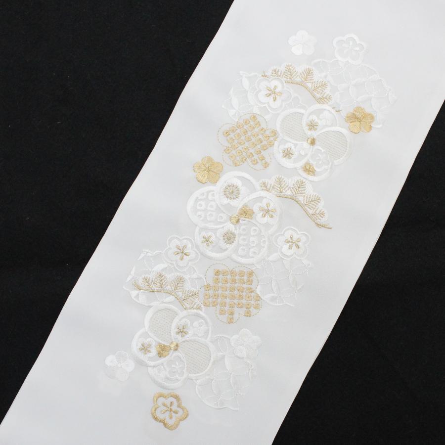 半衿 刺繍 振袖 成人式 結婚式 袴 卒業式 半襟 刺繍半衿 白地 金