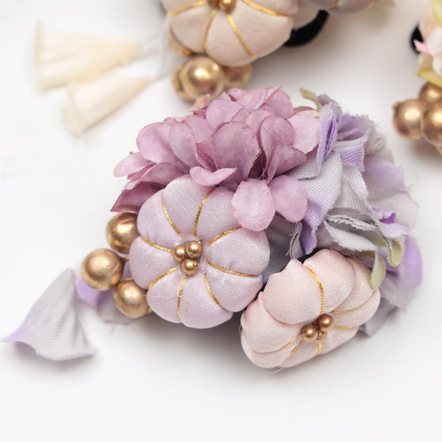 専用です。 日本髪 髪飾り 七五三 3～5歳 (ピンク×クリーム色) 七五三 髪飾り 三歳 子供用 3歳向き パッチンクリップ くすみ 紫
