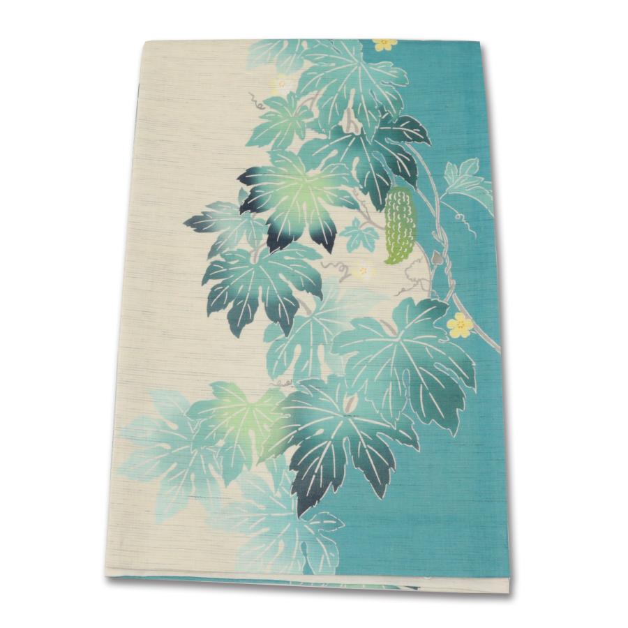 袋帯 夏用 緑色の草花柄 袋帯 夏用緑色の草花柄