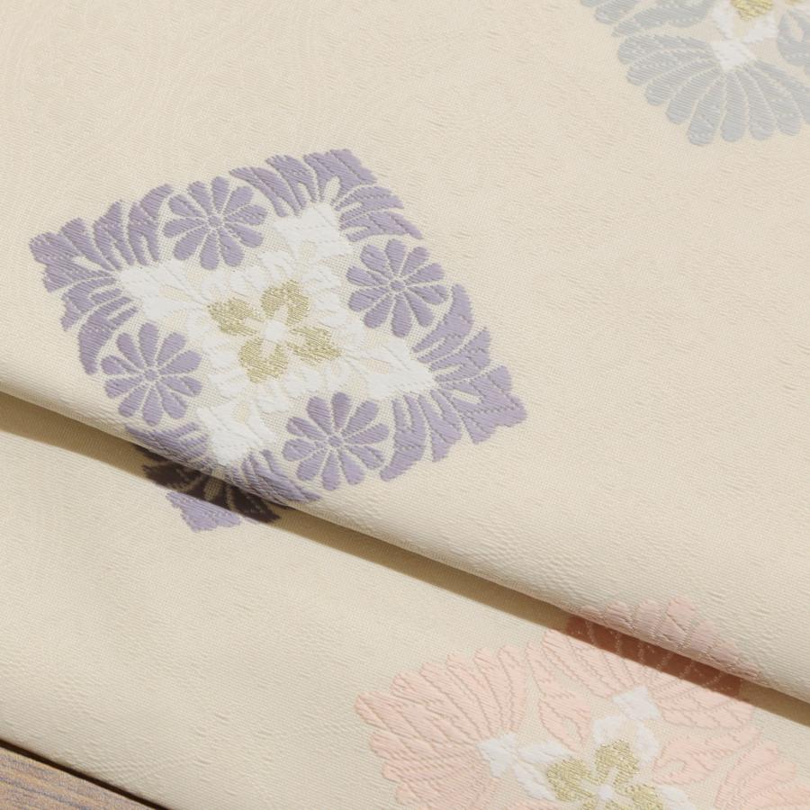 新品！絹！西陣織 名古屋帯　お洒落　仕立済　花柄 新品！絹！西陣織 名古屋帯 お洒落 仕立済 花柄 新品！絹！西陣織