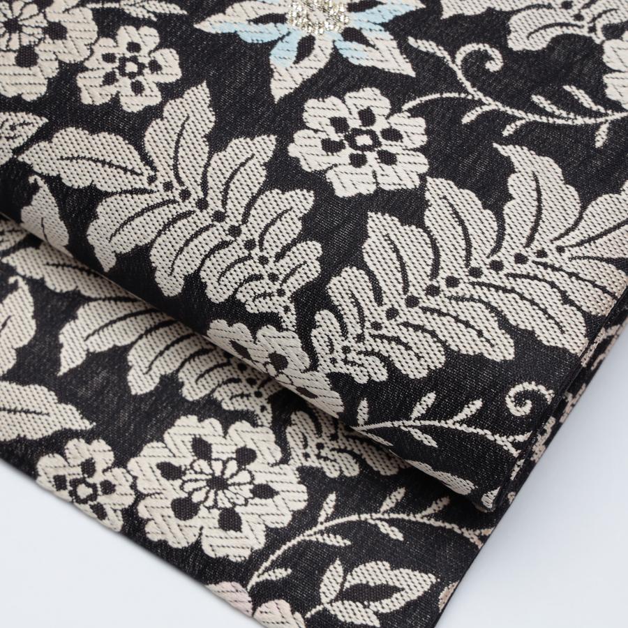 名古屋帯 正絹 仕立て上がり 冬用 袷 単衣 レディース 帯 黒 ベージュ