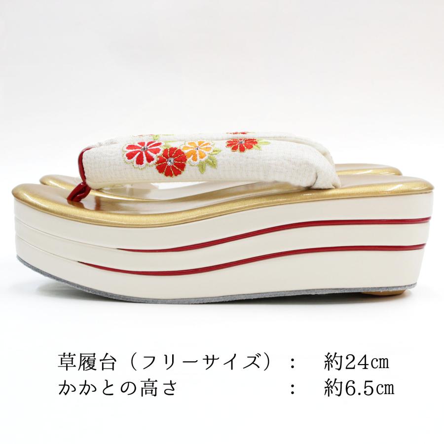 草履 厚底草履 振袖 袴 成人式 卒業式 yumi yumi 桂由美 YUMI KATSURA 白 金 厚底 三段 太鼻緒 フリーサイズ レディース 女性用 着物 和装 履物 |  | 03