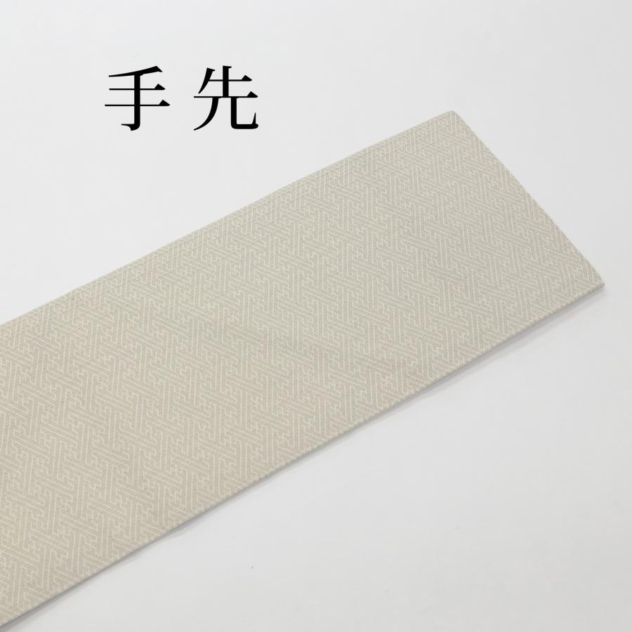 正絹 名古屋帯 薄グレー 薄藍 唐草 唐花柄 仕立て上がり 冬用 袷 単衣
