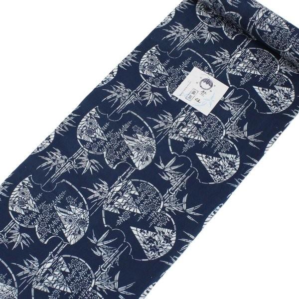 ★しつけ付　超美品　籠染め　両面染　浴衣　竺仙　反物　本染　型染　白　紺　長板 楽天市場】新品反物 『竺仙』 浴衣 【長板本染め中形】 雪輪