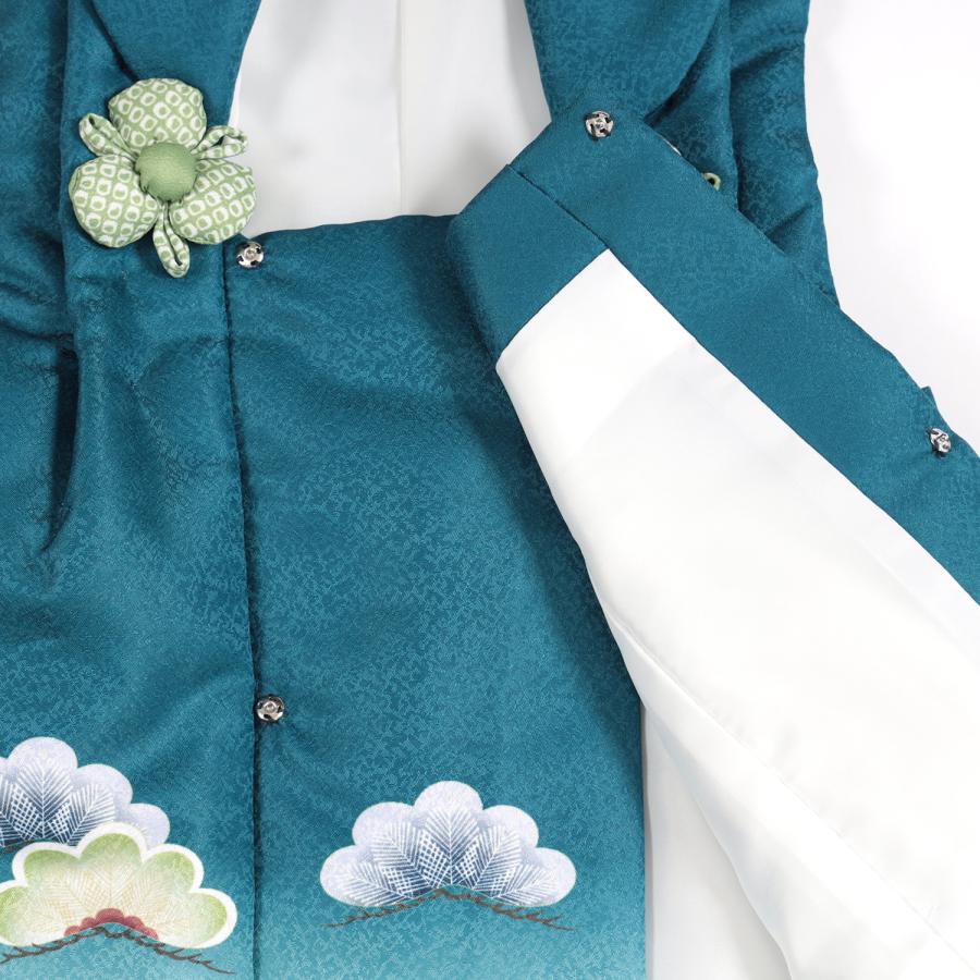 七五三3歳被布コート 【緑青鷹松七宝】男の子 七五三 3歳 男の子 被布 被布コート 単品 青緑 白 3才 鷹 タカ