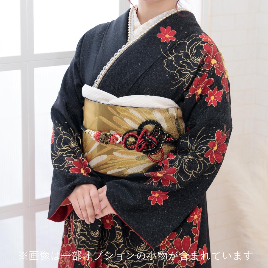 振袖 レンタル 成人式 1月 黒 身長 二十歳の集い 晴れ着 着物 フル