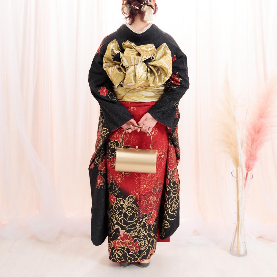 振袖 レンタル 成人式 1月 黒 身長 二十歳の集い 晴れ着 着物 フル