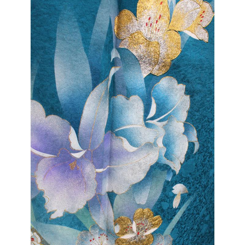 振袖レンタル 成人式 フルセット 1月 振袖 レンタル 細身 白/水色 百合