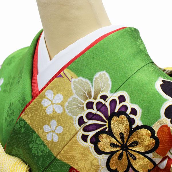 黄緑色の豪華な薔薇柄の振袖フルセット r1558-f-1.jpg