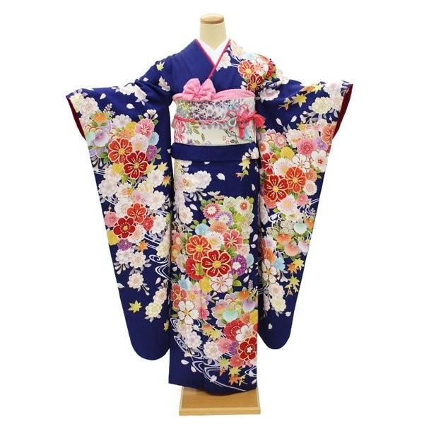 アンティークピンク赤に丸模様の着物と黒系だらり帯 アンティーク