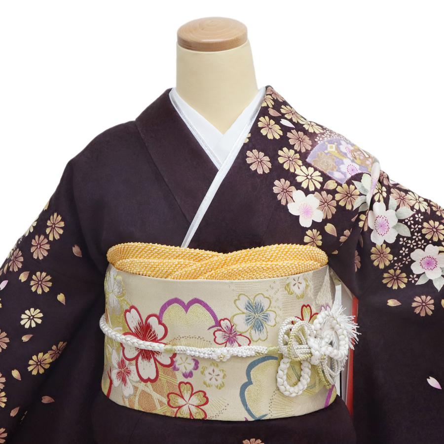 振袖レンタル 成人式 フルセット 1月 振袖 レンタル 茶色 ブラウン 桜