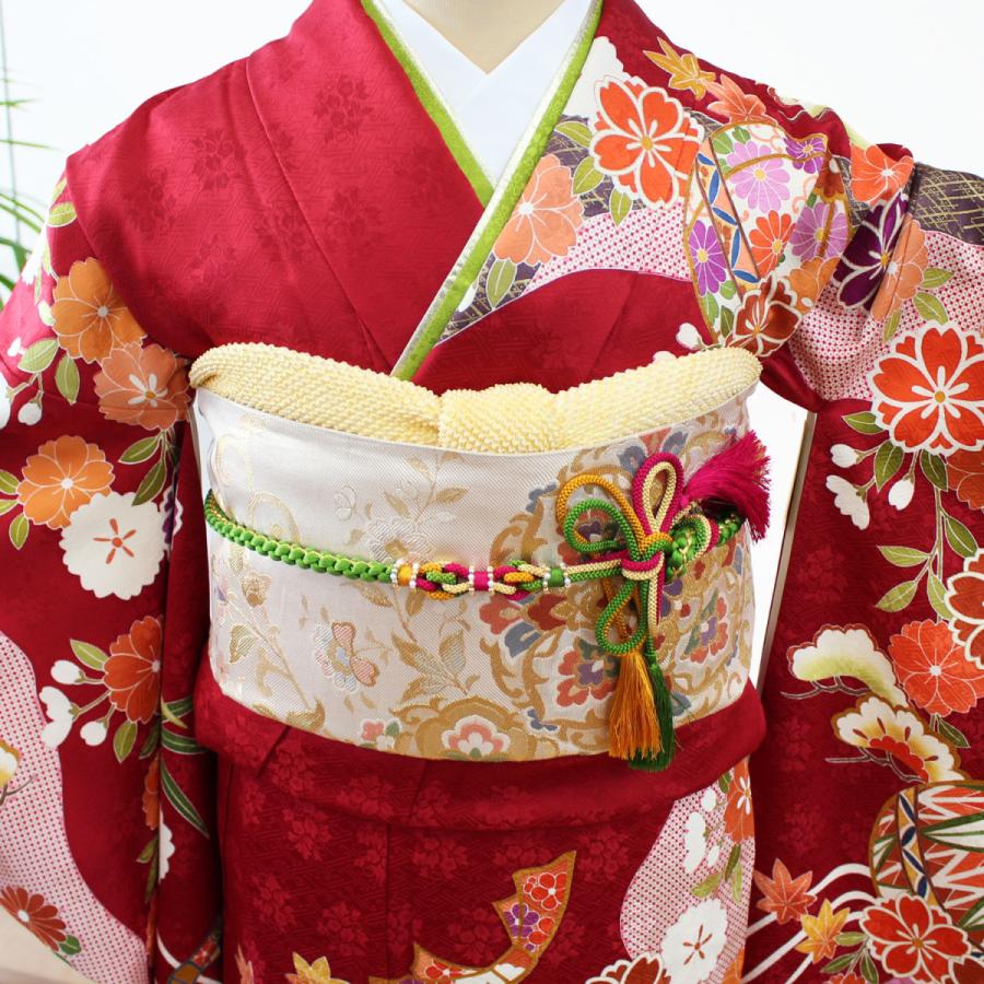 振袖レンタル 成人式 フルセット 1月 赤 桜 身長155.5〜162cm 鞠 振袖レンタル 成人式 フルセット 1月 赤 桜 身長155.5〜162cm 鞠