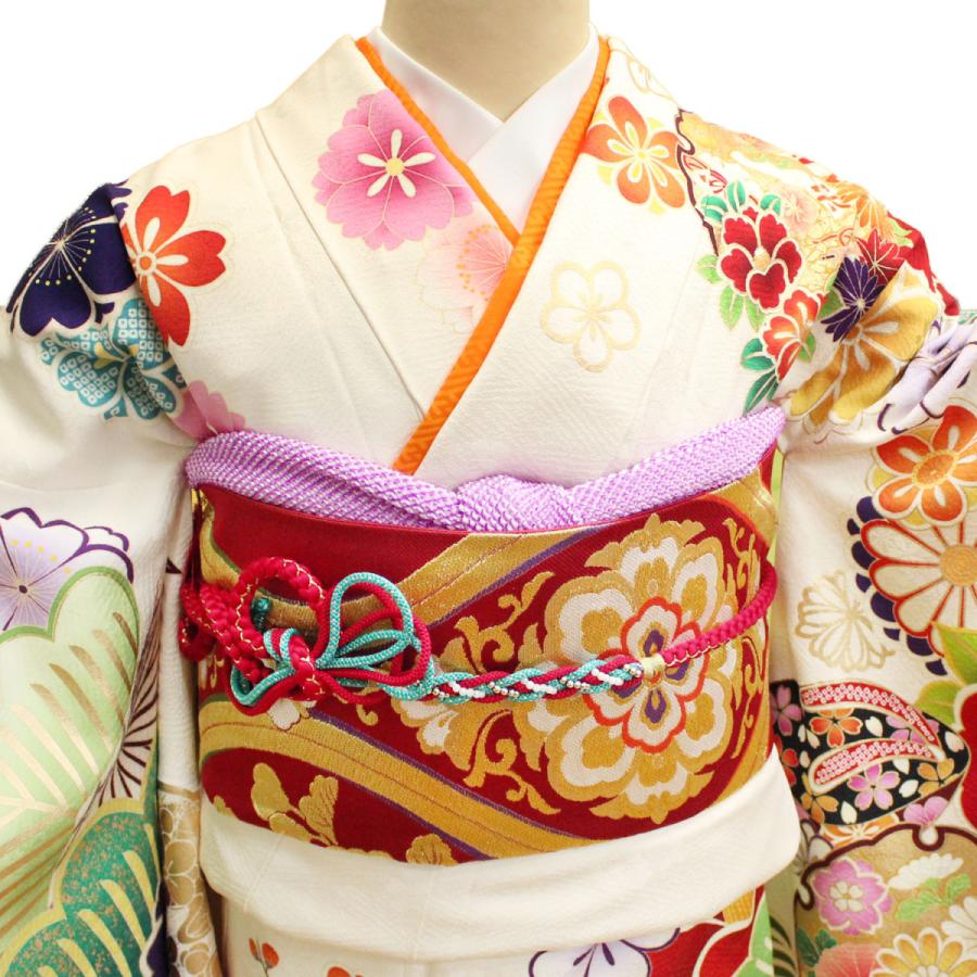 KP1788 振袖 身丈169cm 正絹 着物 成人式 トールサイズ 振袖 フルセット 中古品販売 トールサイズ 黒 古典 和モダン ぼかし