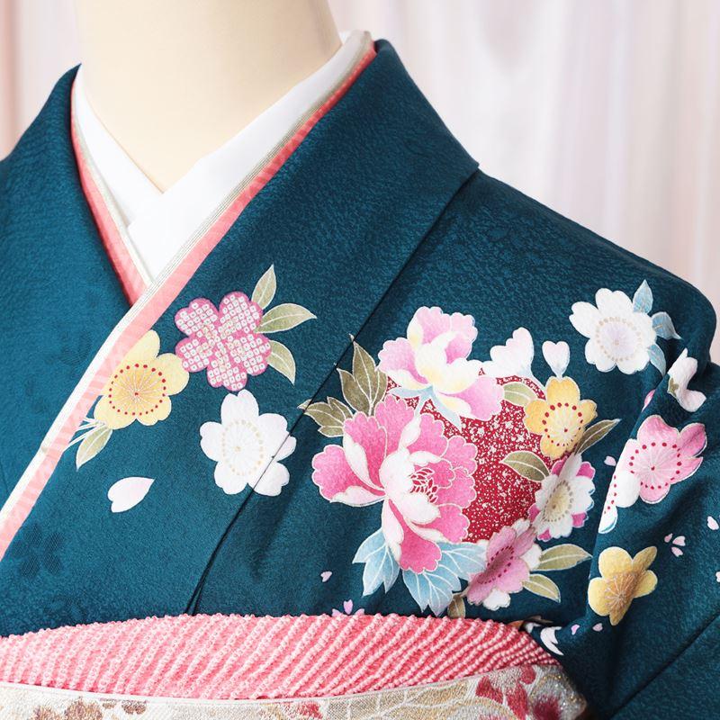 振袖 レンタル 成人式 1月 青緑 身長 二十歳の集い 晴れ着 着物 フル