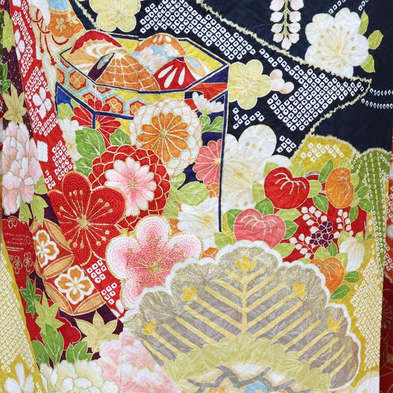 振袖フルセット（194）★桜　鹿の子　トールサイズ 振袖セット 販売 紫系 パープル ラメ 桜 鹿の子 流水 波 金通し 絵羽柄