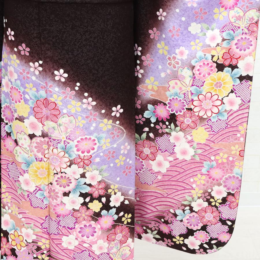 振袖レンタル 成人式 フルセット 1月 振袖 レンタル 茶 桜 ラメ 花 NR