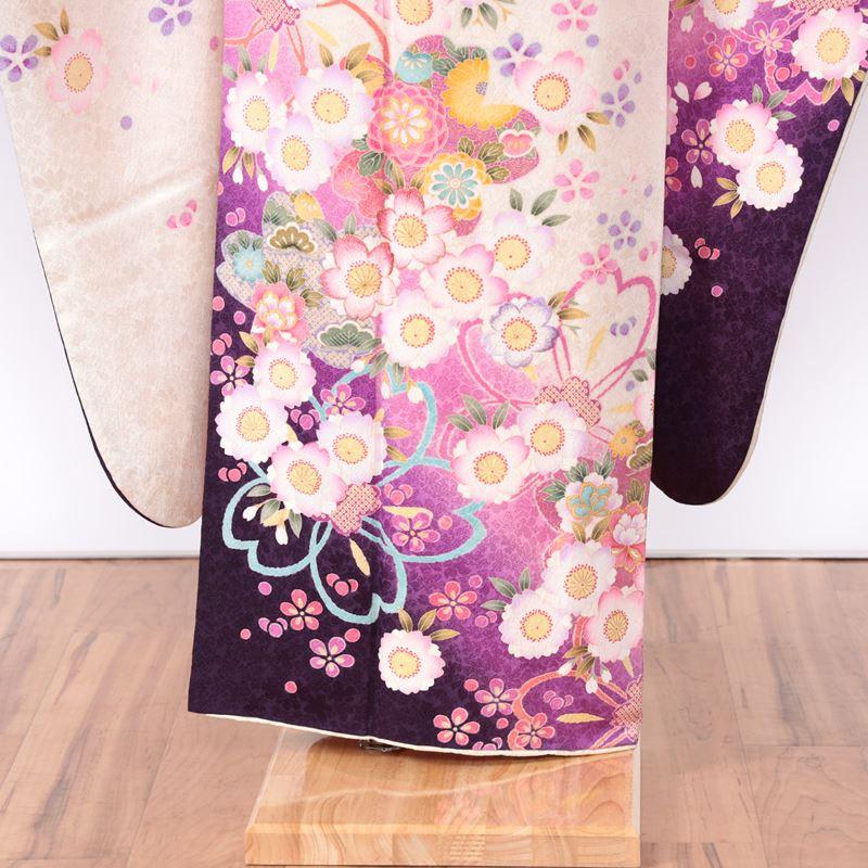 振袖レンタル 成人式 フルセット 1月 振袖 レンタル 白 桜 菊 笠松 裾