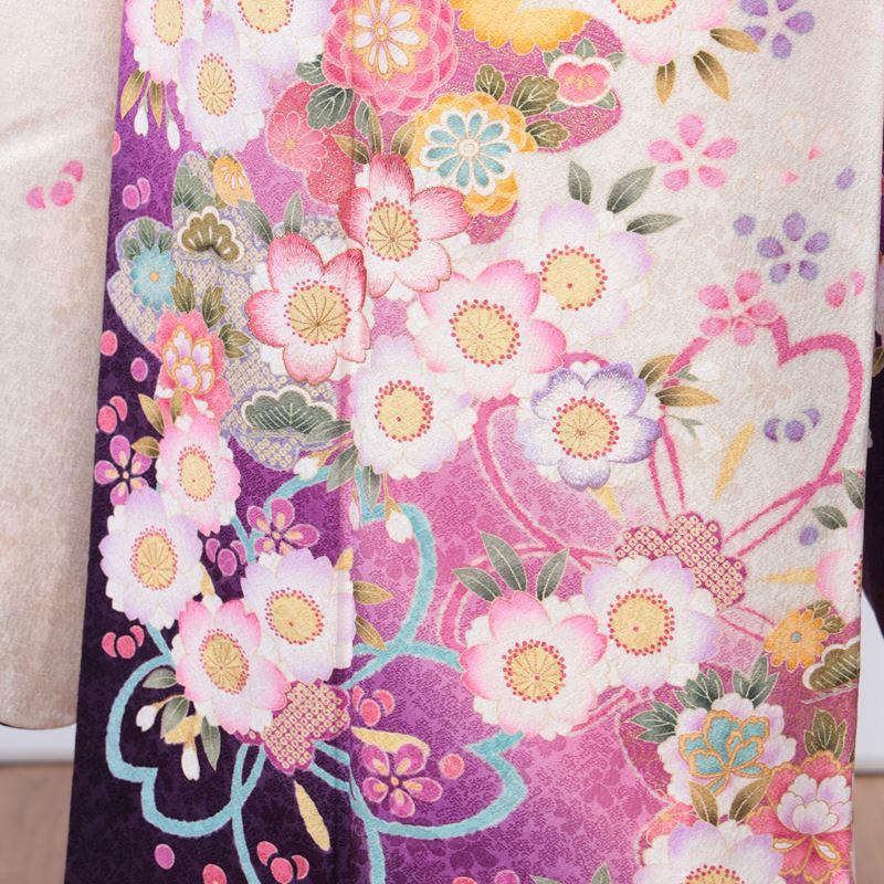 振袖レンタル 成人式 フルセット 1月 振袖 レンタル 白 桜 菊 笠松 裾