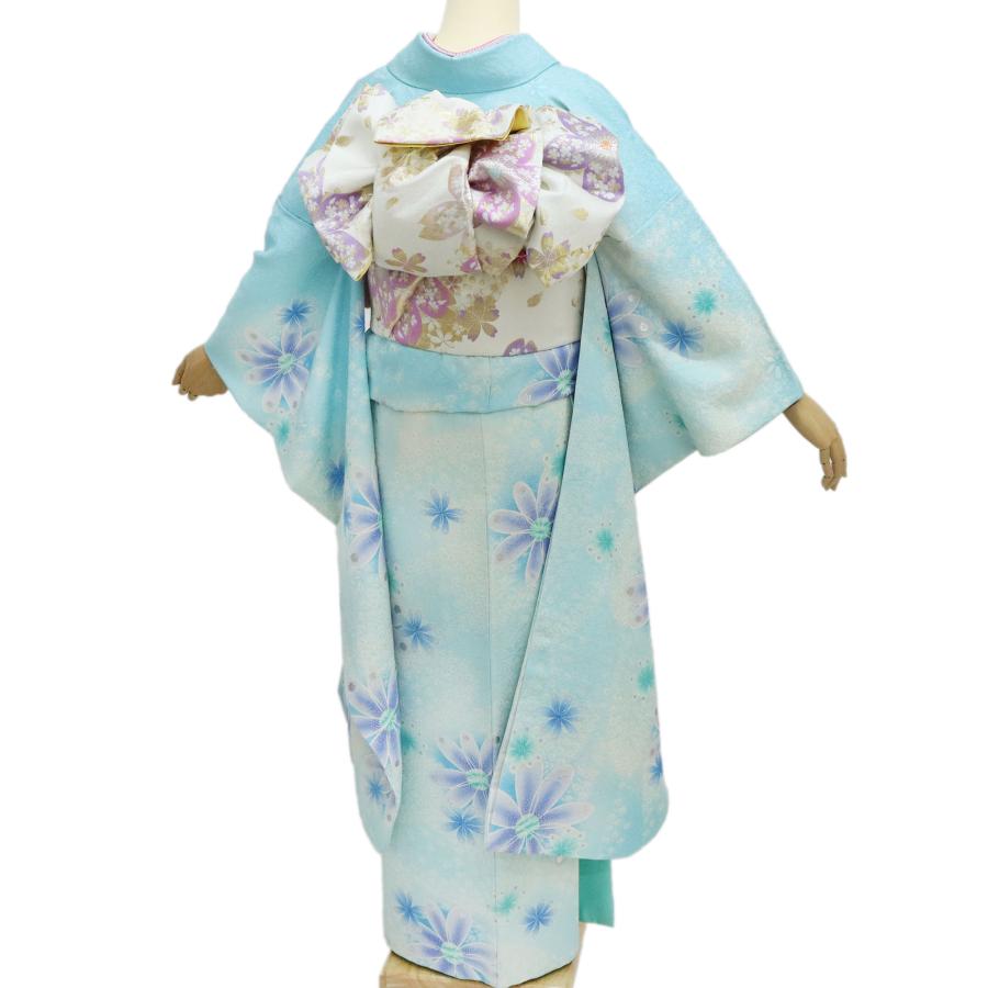 振袖フルセット 振袖セット 振袖 S～Mサイズ 水色×バラ 美品 成人式 着物 晴れ着 6点セット FN-315 振袖フルセット 振袖セット 振袖 S～Mサイズ 水色×バラ 美品 成人式
