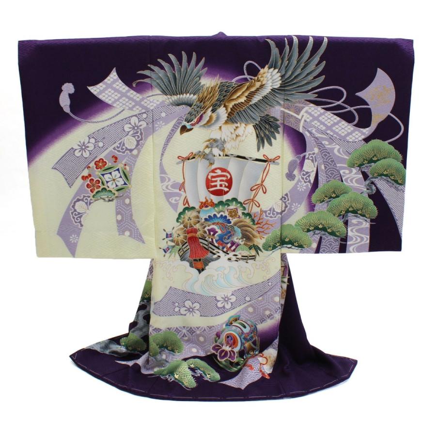 お宮参り レンタル 赤ちゃん 産着 衣装 着物 初着 男の子 祝い着 紫 鷹 宝船 古典 個性的 かっこいい 勇ましい Ugr004 きもの 京香 通販 Yahoo ショッピング