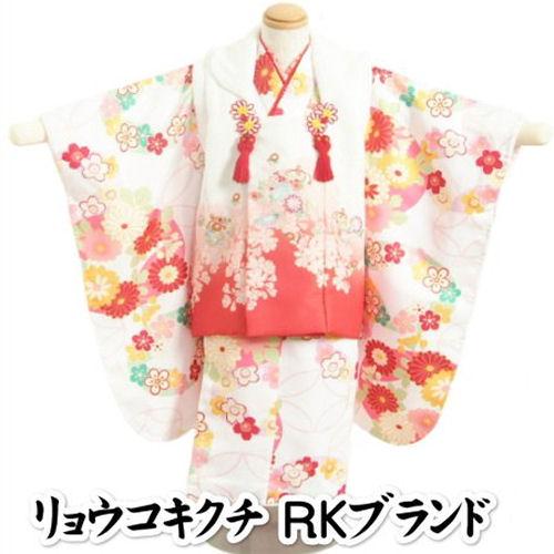 七五三 着物 3歳 女の子 被布セット リョウコキクチ 白地 七宝桜菊文様