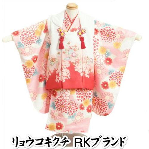 七五三 着物 3歳 女の子 被布セット リョウコキクチ 淡ピンク白色地 雲