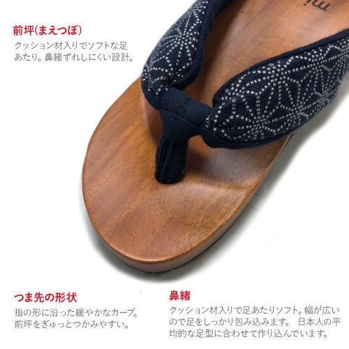 下駄 ピドヒール 18cm 子供用 Skip みずとり サンダル 小麻の葉 紺 3.5cmヒール お子様 麻の葉文様 mizutori 水鳥 げた 日本製 キッズ 男の子 サンダル下駄 ゴム_1