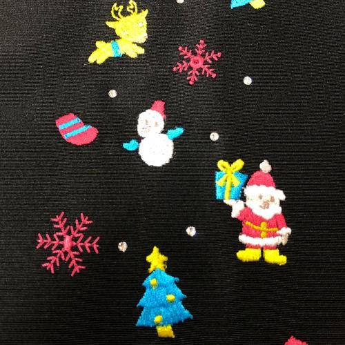 刺繍半衿 「クリスマス」 洗える刺繍衿 半襟 黒 スワロフスキー サンタ 
