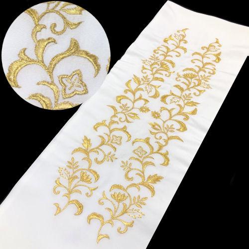 刺繍半衿 「花唐草」 洗える刺繍衿 半襟 振袖 長襦袢 白 金 半衿 成人 