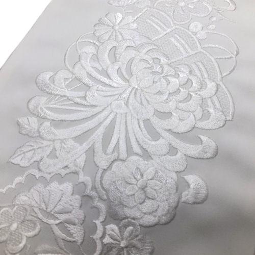 刺繍半衿 「乱菊」 洗える刺繍衿 半襟 刺繍衿 白地 白刺〓 半衿 菊 