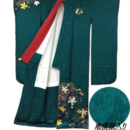振袖 金彩工芸家「堀省平」作 お仕立て上がり グリーン 成人式 正絹